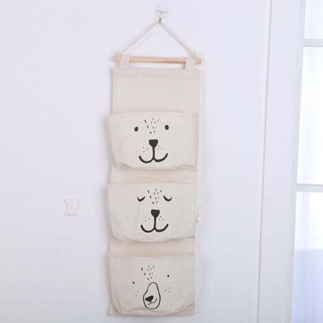 SHINING HOUSE 1 bolsa colgante, organizador de tres bolsillos, almacenamiento para dormitorio (blanco), 58 x 20 cm