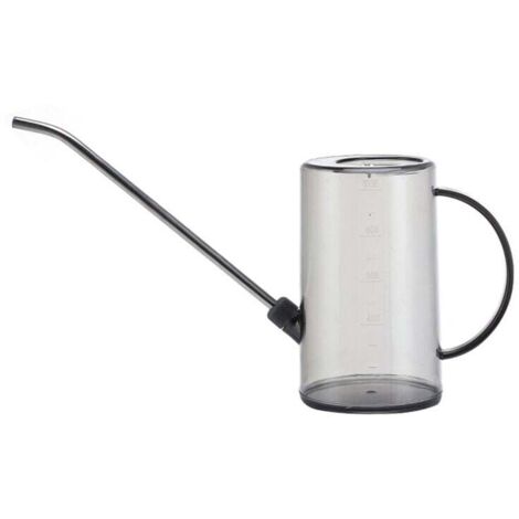 SHINING HOUSE 1-Liter-Gießkanne, transparente Zylindergießkanne mit langem Ausguss aus Edelstahl für Zimmerpflanzen, Innen- und Außenpflanzen, grau