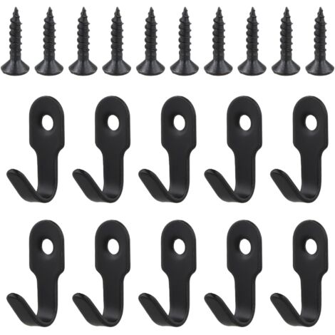 SHINING HOUSE 10 ganchos individuales negros para colgar en la pared, de acero inoxidable, estilo retro, con 10 tornillos para puerta, pared, baño y cocina
