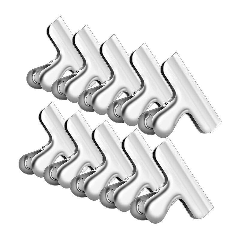 SHINING HOUSE 10 PCS Pince Sachet Acier Inoxydable Clips de Fermeture Conservation Alimentaire pour Fermer Emballage Alimentaire Fermer Sachets