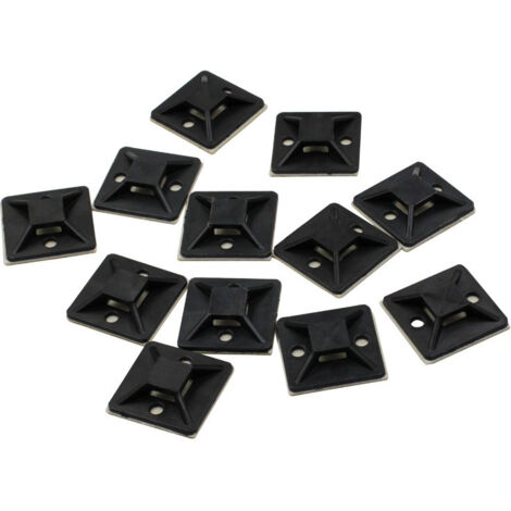 SHINING HOUSE 100x Bases autoadhesivas 25x25 mm para bridas Color negro