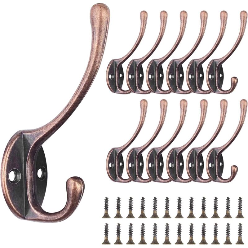 12 Pcs Patère Porte Manteau Murale Vintage Crochet Uniques Métal De Porte Chapeau Crochet Rétro Inox avec Vis pour la maison pour Porte-Manteau Salle
