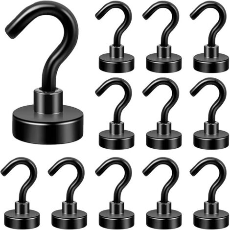 SHINING HOUSE 12er-Pack Magnethaken, Aufbewahrungshaken für den Kleiderschrank, starke Magnethaken, Haken über der Tür, perfekt für Küchen, Kühlschränke und Büros