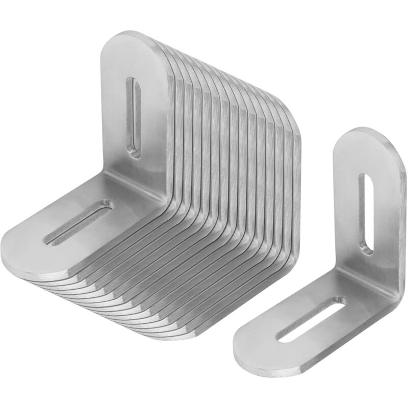 Shining House - 16 Pièces d'équerres d'angle à trous de fente, 50x50mm, Equerre de fixation, Epaisseur 2.8mm, utilisés pour la fixation et la