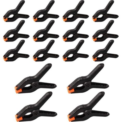 SHINING HOUSE 16 pinces à ressort en plastique, Bricolage Outillage Serre-joints,Pinces Clips Clamps de Préhension pour Travaux du Bois, Photographie, art, artisanat, 2 Pouces noir