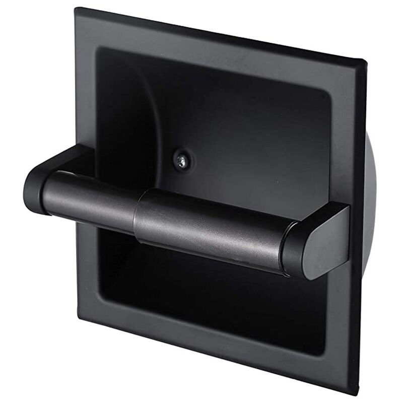 Shining House - 1PCS Support de papier toilette noir mat, distributeur de papier toilette encastré pour salle de bain, support mural avec support de