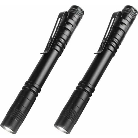 SHINING HOUSE 2 linternas LED de alto lúmenes, minilinterna portátil con forma de bolígrafo, minilinterna de bolsillo para acampar, hacer senderismo, emergencias y uso al aire libre (pilas no incluida