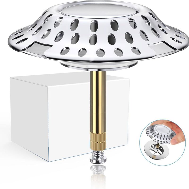 2 Pièces Bouchon de Baignoire Universelle, 72 mm Bouchon Baignoire Acier Inoxydable, Réglable en Hauteur, pour Toutes Les Baignoires Commerciales,