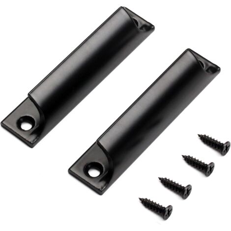 SHINING HOUSE 2-teiliger Außentürgriff – Schiebetürgriff, unsichtbarer Innenmöbelgriff, Schiebetürgriff, Küchentürgriff, Aluminiumlegierung, Mittenabstand 90 mm (schwarz)