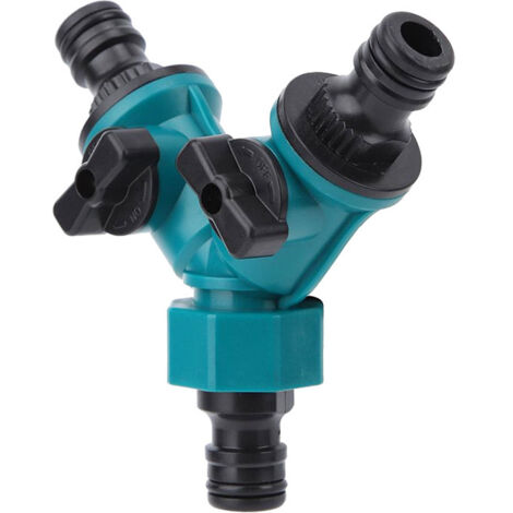 SHINING HOUSE 2-Wege-Schlauchverteiler, Bewässerungs-Wasserhahn-Splitter, Schnellverbinder, Garten-Wasserhahn-Bewässerungsschlauch-Adapter, Y-Wege-Schlauchverbinder mit Absperrventil, 1 Stück