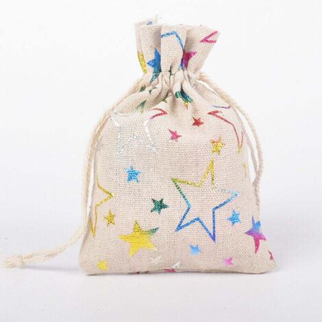 SHINING HOUSE 20 mini bolsas de arpillera con cordón para cumpleaños, bodas, Navidad, 10 x 14 cm