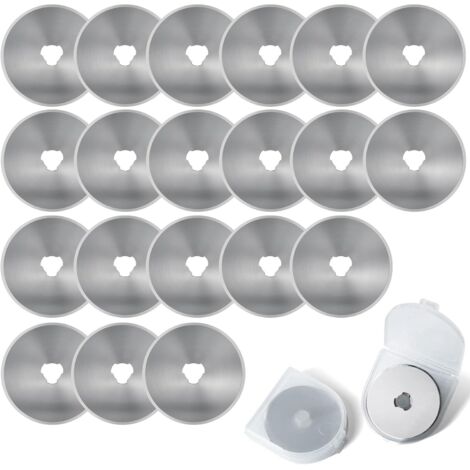 SHINING HOUSE 20 piezas de cuchillas de corte rotatorio de 45 mm, cuchillas de repuesto, cuchillas redondas con estuche de almacenamiento para acolchar, papel, tela, álbumes de recortes, costura, cort