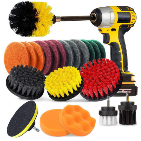 SHINING HOUSE 22 piezas de cepillo de limpieza de taladro, kit de accesorio de cepillo de taladro eléctrico para limpieza de cocina, baño, azulejos, lechada, piso, alfombra, fregado de automóvil, parr