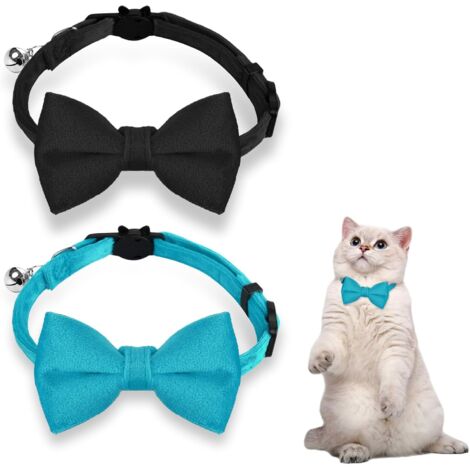 SHINING HOUSE 2er-Pack Katzenhalsbänder mit Glöckchen, verstellbares Samthalsband mit Fliege für Haustiere, Kätzchen, Katzen, Welpen und Abschlussfeier, Hochzeit, Geburtstag, Party