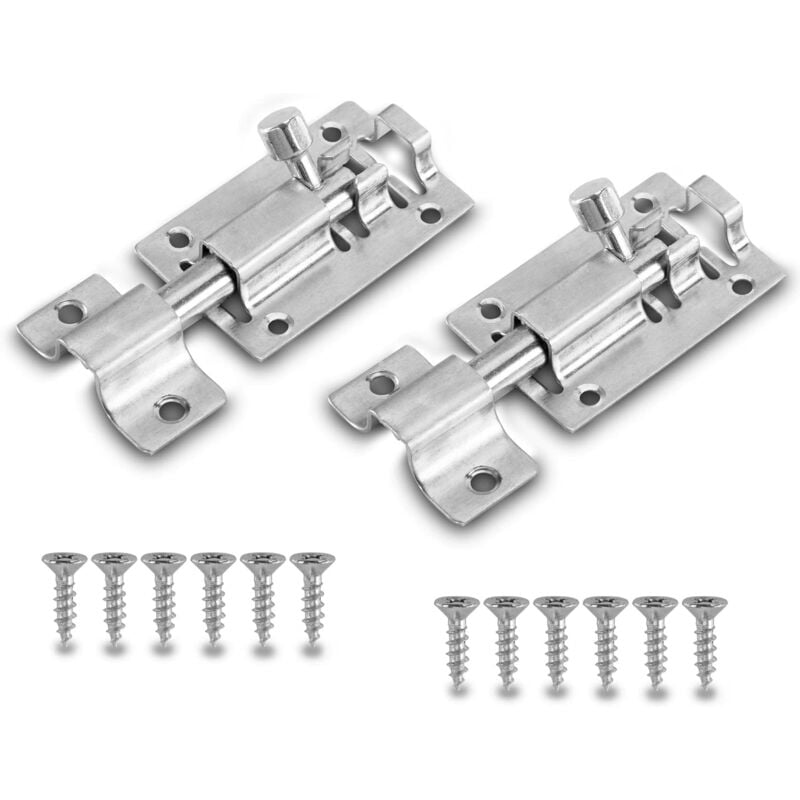 Shining House - 2x Stainless Steel Door Bolts Latch Locks with Sliding Bolts for Doors Garden Gates Windows wc Stables Bin Sheds Stainless Steel