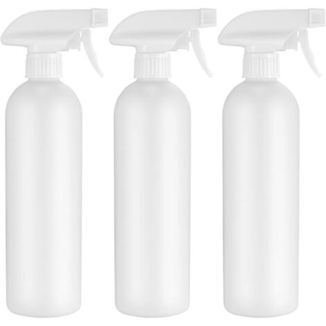SHINING HOUSE 3 botellas rociadoras, botellas rociadoras vacías de 500 ml, botellas de plástico con bomba para rociador de agua para cabello y plantas de jardín (blanco)