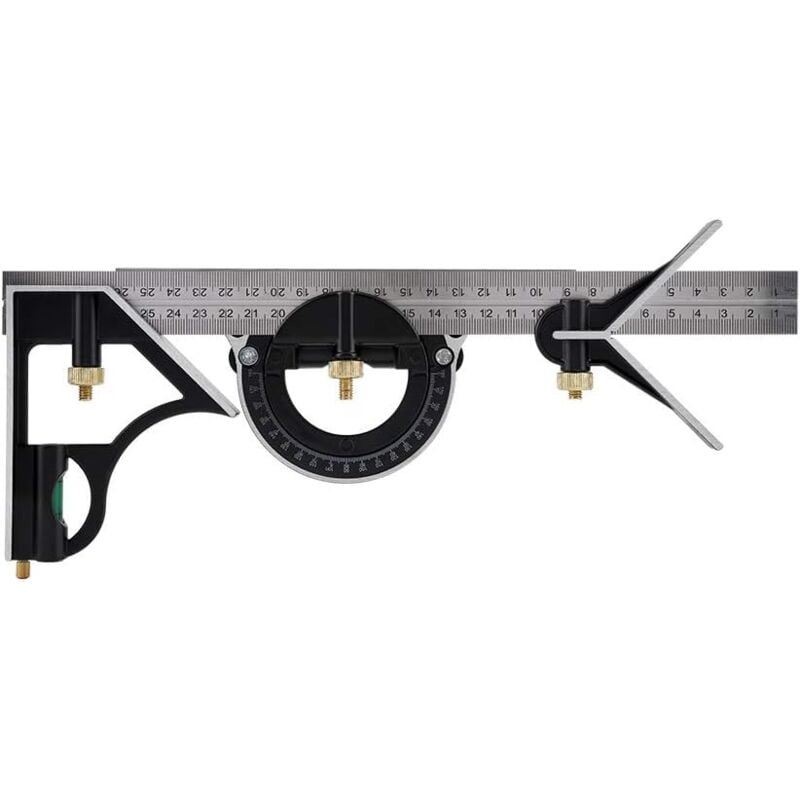 Shining House - 300mm Combination Square, Multifunctional Adjustable Combination Square Right Angle Ruler Measuring Tool(Zinc Alloy)