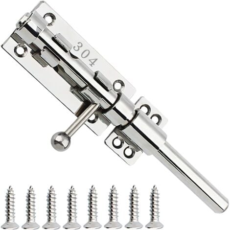SHINING HOUSE 304 Stainless Steel Gate Latch, 200mm Gate Latch, Thickened Gate Latch, Sliding Bolt Gate Latch with 6 Screws for Garden Gate, Shed