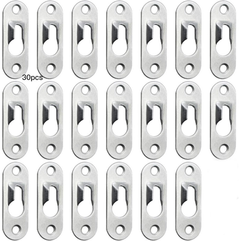 Shining House - 30pcs métal trou de serrure cintre 43mm x 16mm pour suspendre les miroirs et cadres photo de l'armoire murale intérieure - argent