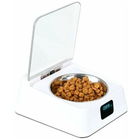 SHINING HOUSE 350 ml Infrarot-Sensornapf, Edelstahl, automatischer Deckel zum Öffnen/Schließen, mit USB-Ladekabel, 3–5 Minuten Pause, geeignet für Katzen, Hunde