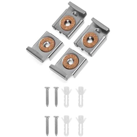 SHINING HOUSE 4 clips de espejo sin marco y accesorios para paredes de baño, clips de resorte de metal con tornillos y anclajes, 24 x 32 mm