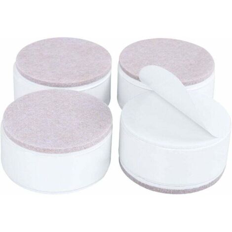 SHINING HOUSE 4 elevadores de muebles de acero con alto contenido de carbono de 3 cm, elevadores de muebles autoadhesivos, ancho de 6 cm para sofás, sillas, mesas, gabinetes, color blanco