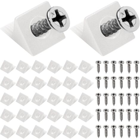 SHINING HOUSE 40 soportes para cajones, soportes para cajones de color blanco brujo, soportes para muebles, cuñas de reparación de fondo de cajón caído de 90 grados con tornillos, reparación de cajón 
