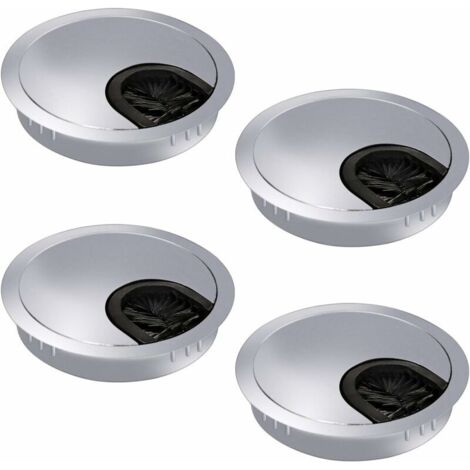 SHINING HOUSE 4er-Set Kabeltüllen 60 mm, Schreibtisch-Kabeltüllen Schreibtisch-Kabeltüllen mit Bürstendichtung für Schreibtische/Schreibtische & Arbeitsplatten, Metall,6711mm