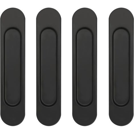 SHINING HOUSE 4er-Set Türgriffe für den Innenbereich, schwarze Schiebetürgriffe, ovaler, selbstklebender Küchengriff, ohne Bohren, Schrankgriff (14,8 x 3,5 cm)