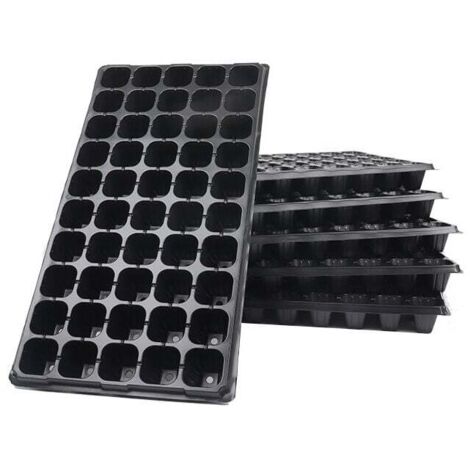 SHINING HOUSE 50 bandejas delgadas para plántulas con cúpula y base para invernaderos: minipropagación para el cultivo de semillas (negro/6 piezas)
