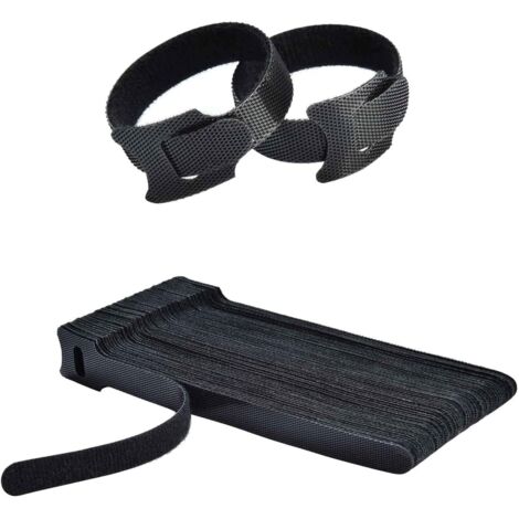 SHINING HOUSE 50 bridas para cables, correas de gestión de cables reutilizables, fáciles de cortar para atar cables, cables de PC/eléctricos, negras, 150 mm x 12 mm