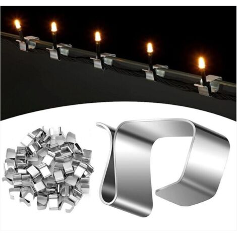 SHINING HOUSE 50 Stück Dachrinnenhaken für Weihnachtslichter, weihnachtliche dekorative Lichtclips, Befestigungszubehör für Haken für Weihnachtslichtbeleuchtung