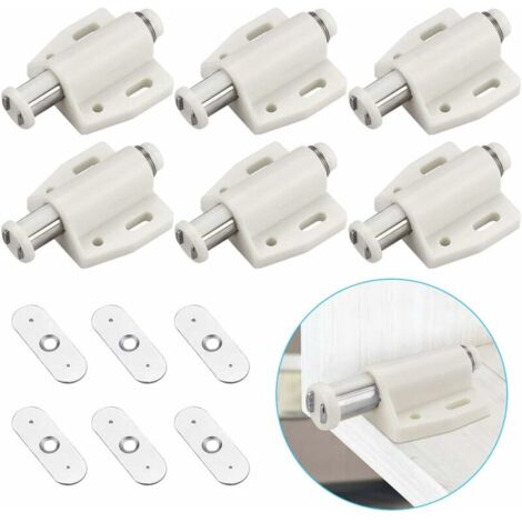 SHINING HOUSE 6PCS Magnetic Push Catch Plastic Magnetic Catch Soft Close Magnetic Catch for Door Cabinet Drawer Sliding Cupboard Bedroom Kitchen Bathroom - White