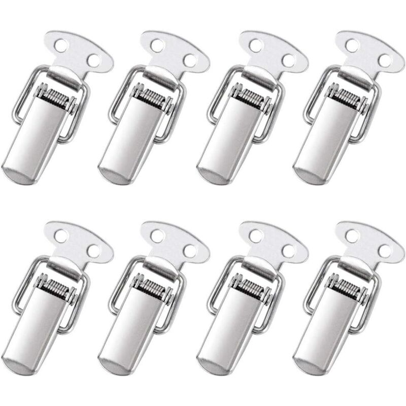 Shining House - 8PCS Lever Latch Spring Loaded Catch with Hook Stainless Steel Spring Latch for Cabinet, Box, Drawer, Cupboard, Medical Kit