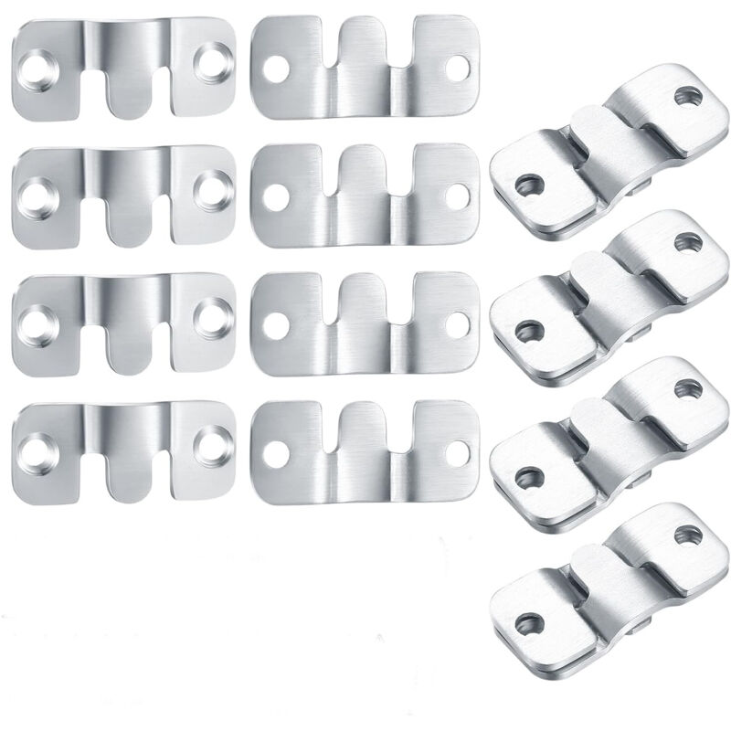 Shining House - 8PCS Support Montage Encastré Dissimulé, Crochet pour Cadre Photo, Mural Cintre Photo, Supports Suspension Emboîtement, Connecteur de