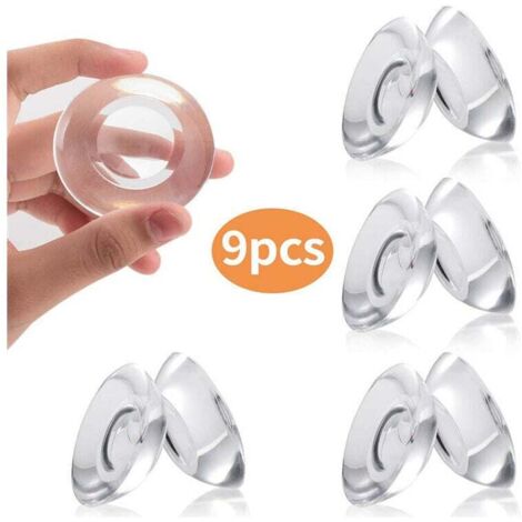 SHINING HOUSE 9 protectores de pared para parachoques de puerta, tope de puerta transparente autoadhesivo, protector de pared de goma suave reutilizable de 4,7 cm x 1 cm