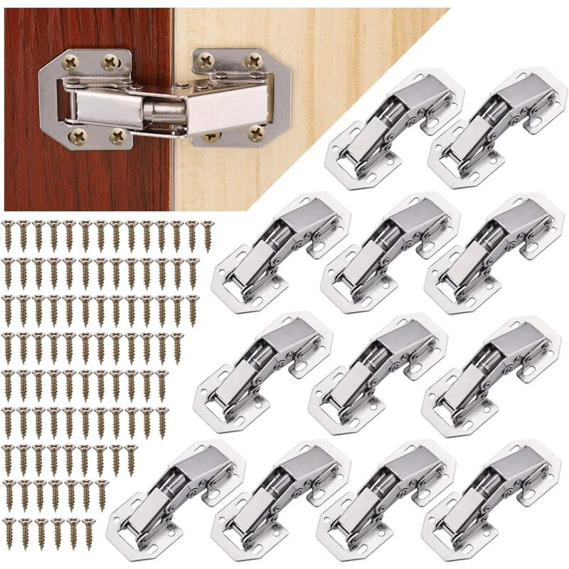 Shining House - 90 Degré Charniere Porte Placard avec Vis, Charnières à Fermeture Douce,Charniere Invisible Placard, Charnières Penderie Commode