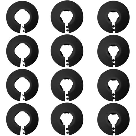 SHINING HOUSE Abrazaderas para tapa de tuberías de plomería, 12 piezas, rosetas para tuberías de calefacción, rosetas para radiador, para tuberías tipo 12, color negro