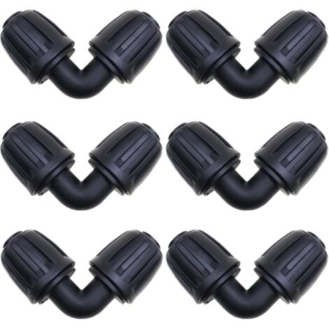 SHINING HOUSE Accesorios de riego, 6 piezas de conectores de codo, accesorio de riego de 16 mm, conector de manguera de riego de jardín, para conectores de riego de jardín de tubería de PE
