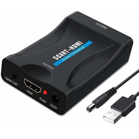 SHINING HOUSE Adaptador convertidor de Scart a HDMI, convertidor de audio y video compatible con HDMI 720P/1080P para reproductor de DVD a TV, 8,5 x 5,5 x 2,3 cm