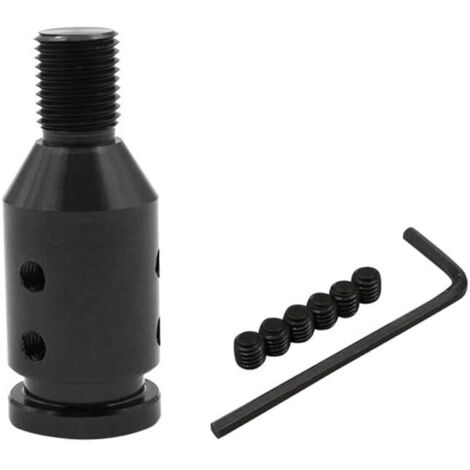 SHINING HOUSE Adaptador de pomo de cambio de marchas universal de aluminio M12 x 1,25 (negro) para palancas de cambio sin rosca