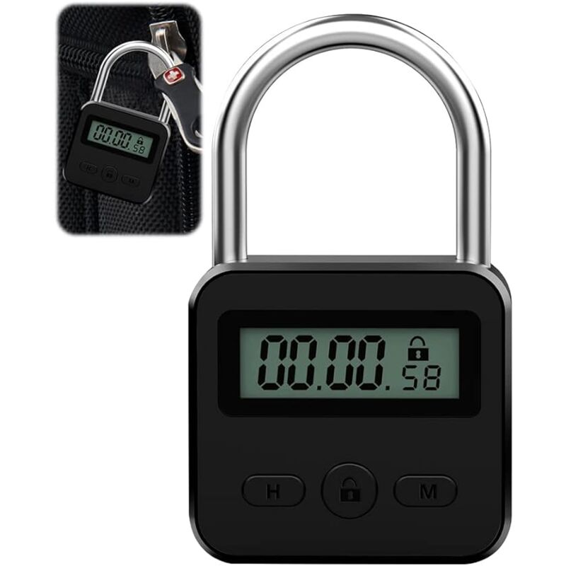 Affichage de Lock, Cadenas Valise avec lcd Écran, usb Rechargeable Cadenas Code Verrouillage De La Minuterie, pour Prévenir Les Mauvaises Habitudes