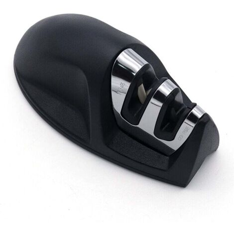 SHINING HOUSE Afilador de cuchillos manual 2 en 1 para cocina profesional, para todos los tamaños de cuchillos de acero inoxidable y cerámica, base antideslizante negra