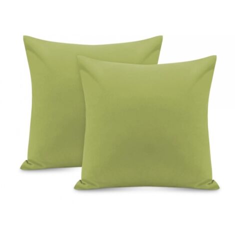 SHINING HOUSE Algodón 4545 cm 2 uds, Funda de almohada rectangular Jersey de algodón - Funda de cojín resistente e hipoalergénica verde claro