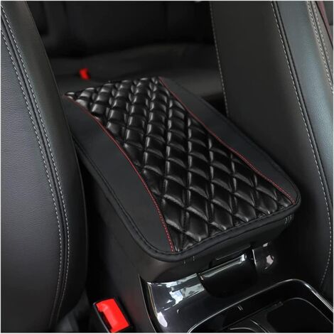 SHINING HOUSE Almohadilla de cuero para reposabrazos de coche, cojín impermeable para reposabrazos de asiento, accesorios cómodos para la mayoría de coches, furgonetas y SUV (negro)