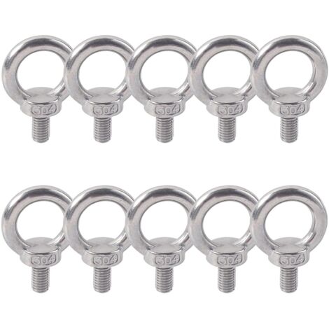 SHINING HOUSE Anneau De Levage 304 Acier Inoxydable Filetage Mâle Boulon À Oeil M6X11 Boulon Vis Machines Épaule Levage de Poids Marin Boulons 10 PCS，4.22.61cm