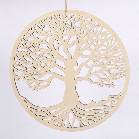 SHINING HOUSE Árbol de la vida de madera para decoración de pared, escultura para el hogar (30 cm)