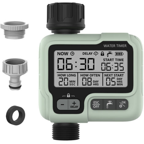 SHINING HOUSE Automatischer Bewässerungstimer, Gartenbewässerungstimer, Wasserhahn-Timer mit Kindersicherungsmodus/IPX5-Wasserdichtigkeit/LCD-Display verbinden