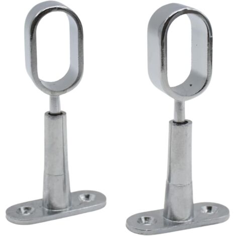 SHINING HOUSE Barcelona  Soporte Barra Armario  2 Soportes para Barra Armario Ovalada  Altura 41 a 105mm  Zinc-Aluminio  Soporte Tubo Central para Barra Armario Ropa, Cortina Techo