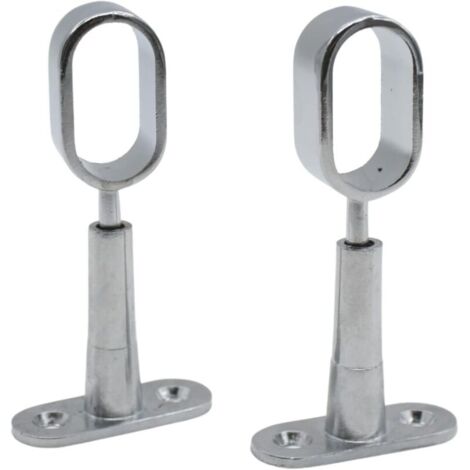 SHINING HOUSE Barcelona Support Tringle Penderie 2 Support pour Barre Penderie Ovale Hauteur 41 à 105mm Zinc-Aluminium Support Central de Tube pour Armoire Penderie Vetement, Tringle Rideau Plafon